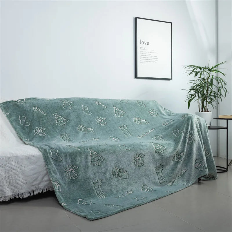 Magical Luminous Flannel Throw Blankets Night Fluorescent Fluffy Kids Blanket Star Moon Warm Sofa Bedspread Nap Leisure Covering