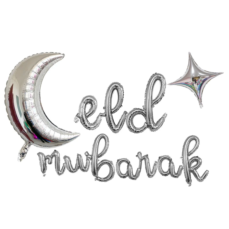 1set Moon Star Balloon Set for Muslim EID Mubarak Festival Home DIY Decoration Ramadan Kareem Kids Birthday Party Ballon Globos