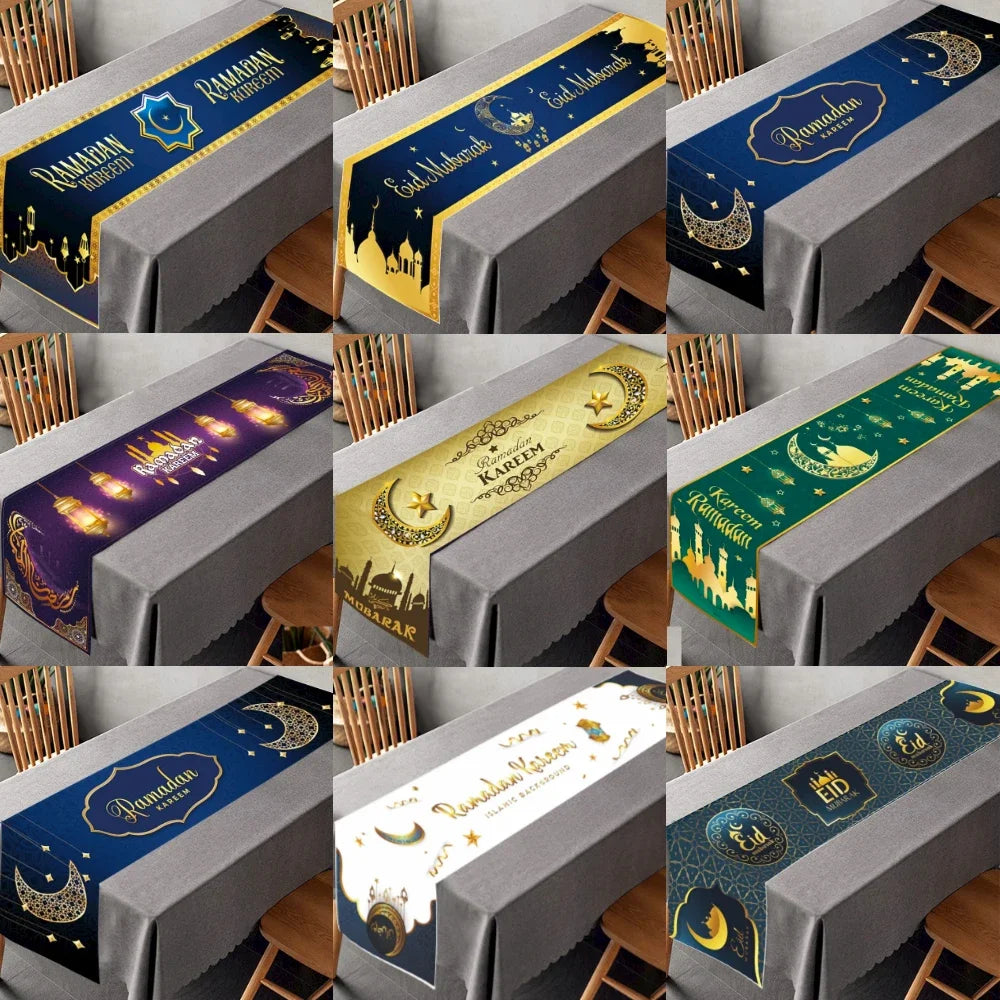 Ramadan Table Runners Eid Mubarak Moon Star Tablecloths Decoration Eid Party Table Decorations Islamic Muslim Party  2026