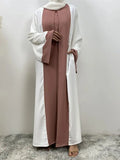 Ramadan Eid Luxury Splicing Two-Piece Style Abaya for Women – Dubai Kaftan Modest Islamic Dress Marocain Femme