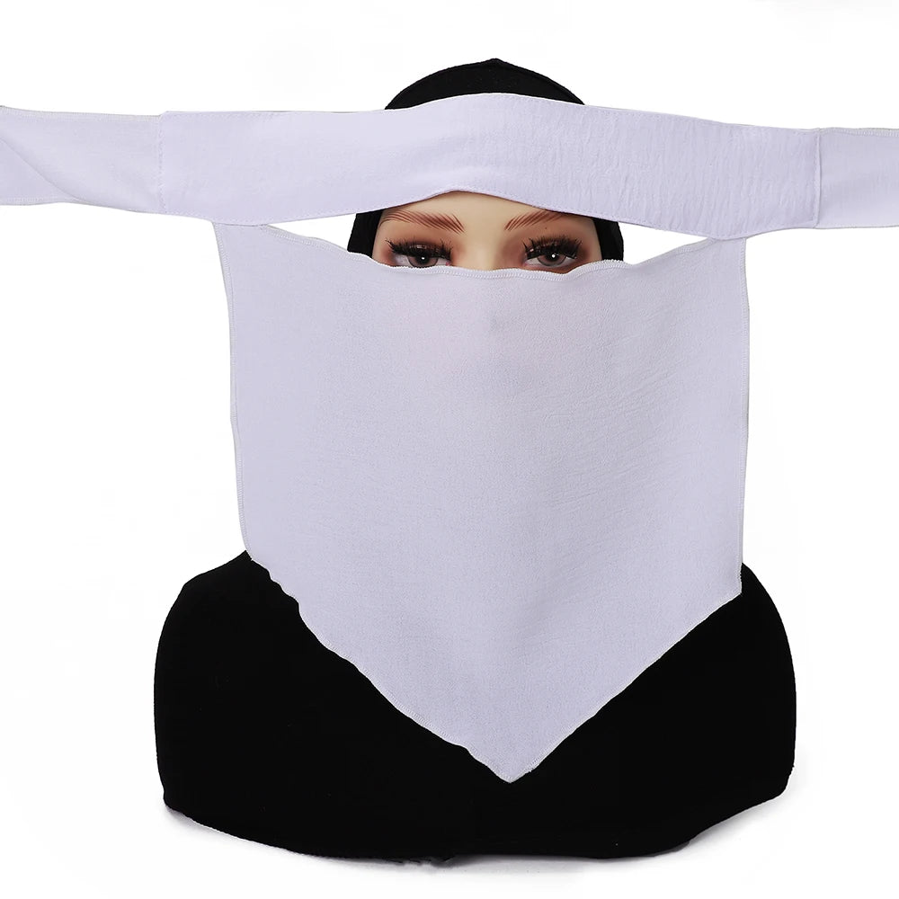 >Muslim Face Cover Hijab Headscarf Islamic Strap Scarf Headcover Women Veil Prayer Breathable Wrap Saudi Face Cover Niqab