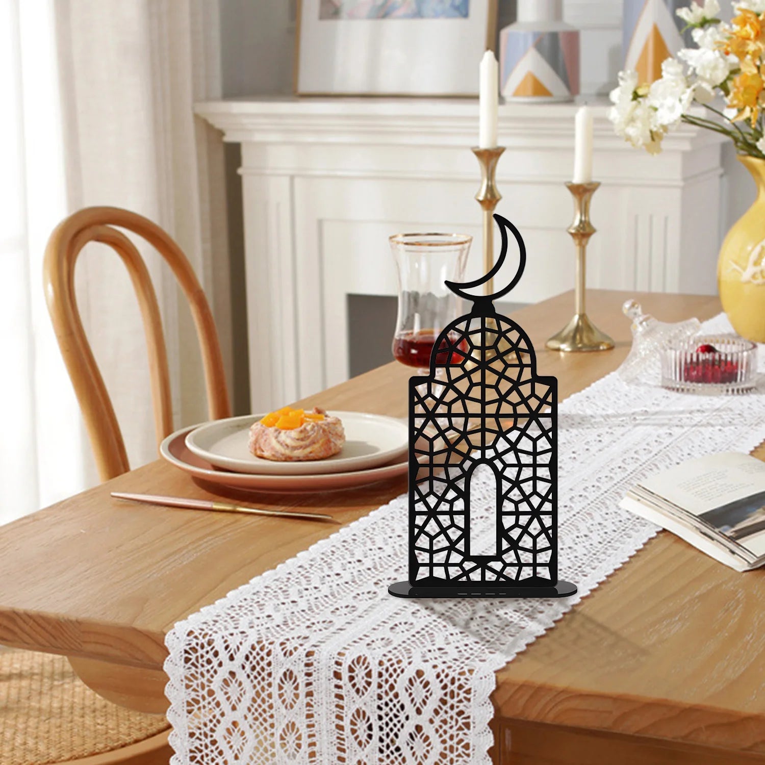 Black acrylic letter moon ornament Eid al Fitr Home Islamic Muslim Party Decor Ramadan Eid Mubarak Table Decor gift adult favors