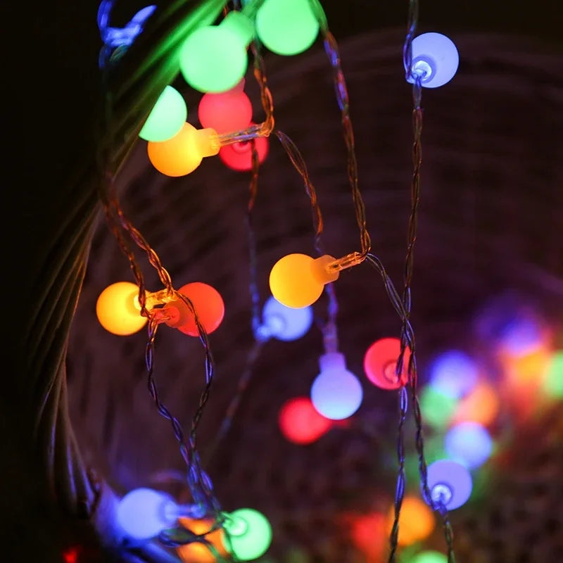 1.5/3/6/10m LED Ball String Lights Garland Lights Outdoor Lamp Wedding Garden Fairy Lights Christmas Decoration USB/Battery