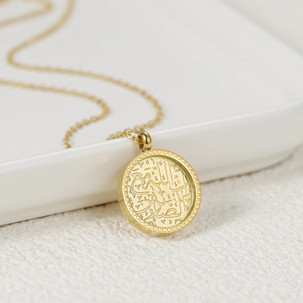 Patience Token Calligraphy Arabic Necklace Stainless Steel Custom Jewelry Pendant for Women and Men Muslim Ramadan Memorial Gift