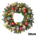 Christmas Wreaths For Front Door With String Lights 35/40cm Christmas Door Wreath With Artificial Pinecone Red Berry Home Decor