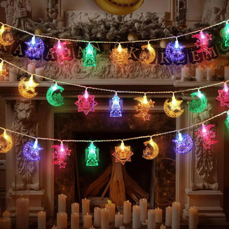 1.5/3M EID Mubarak  String Lights Moon Star Castle Lantern Light Islam Muslim Festival Party ramadan decorations 2026