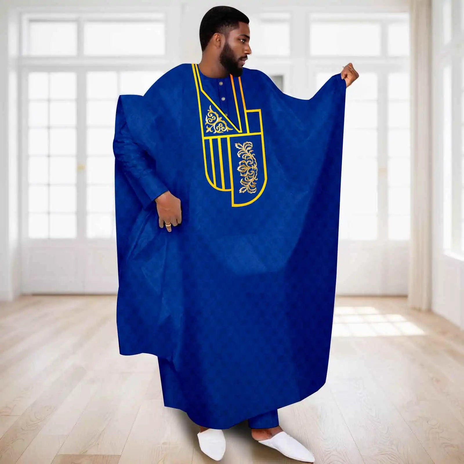 APTX African Clothes for Men Muslim Robe White Traditional Wedding Party Suit Shirt Pants 3 Pcs Set Dashiki Agbada Ramadan
