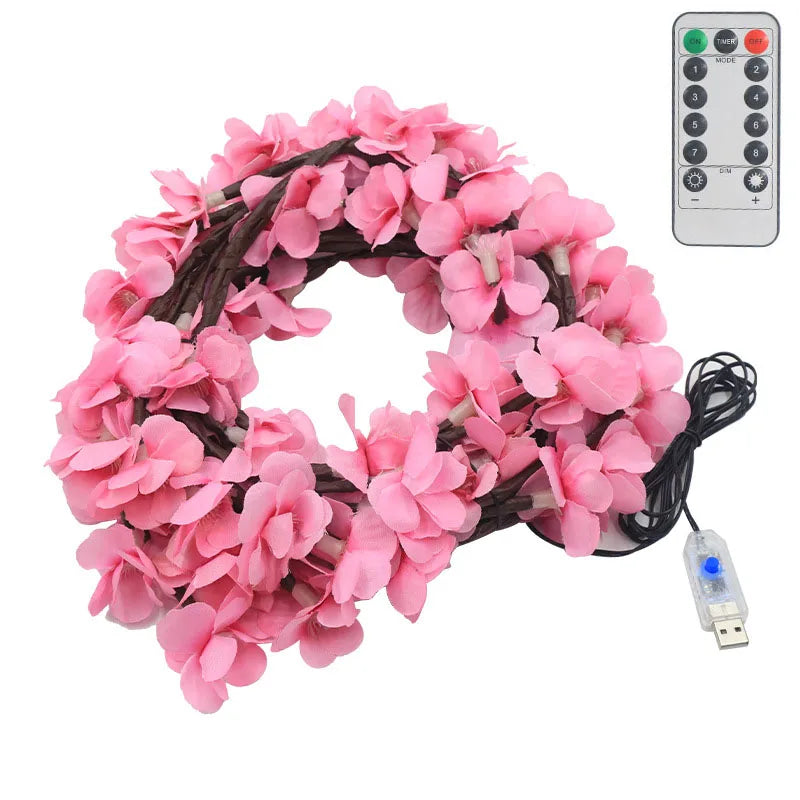 1.8M Cherry LED Tree Branch Light for Wall Cherry Blossom Willow Vine Twig Decor Garland USB 96 LED Light Christmas Decoration