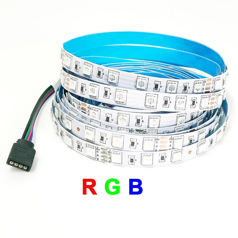 5M 300LEDs Waterproof RGB LED Strip 5050 DC12V 60LEDs/M Flexible Light Belt Led Ribbon Tape Home Decoration 24V RGBW Lamp Strips