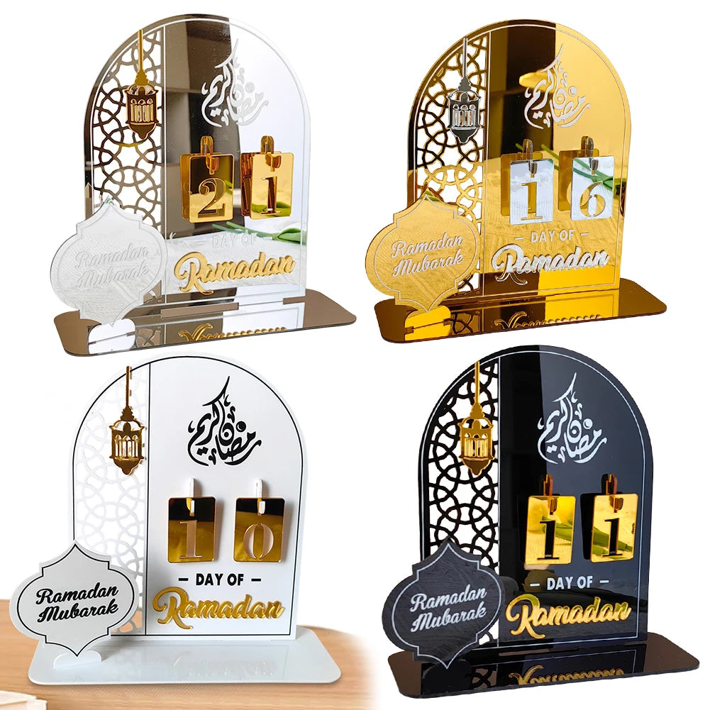 Acrylic Ramadan Advent Calendar Gift for Kids Ramadan Decorations Eid Mubarak Countdown Calendar for Home Decor