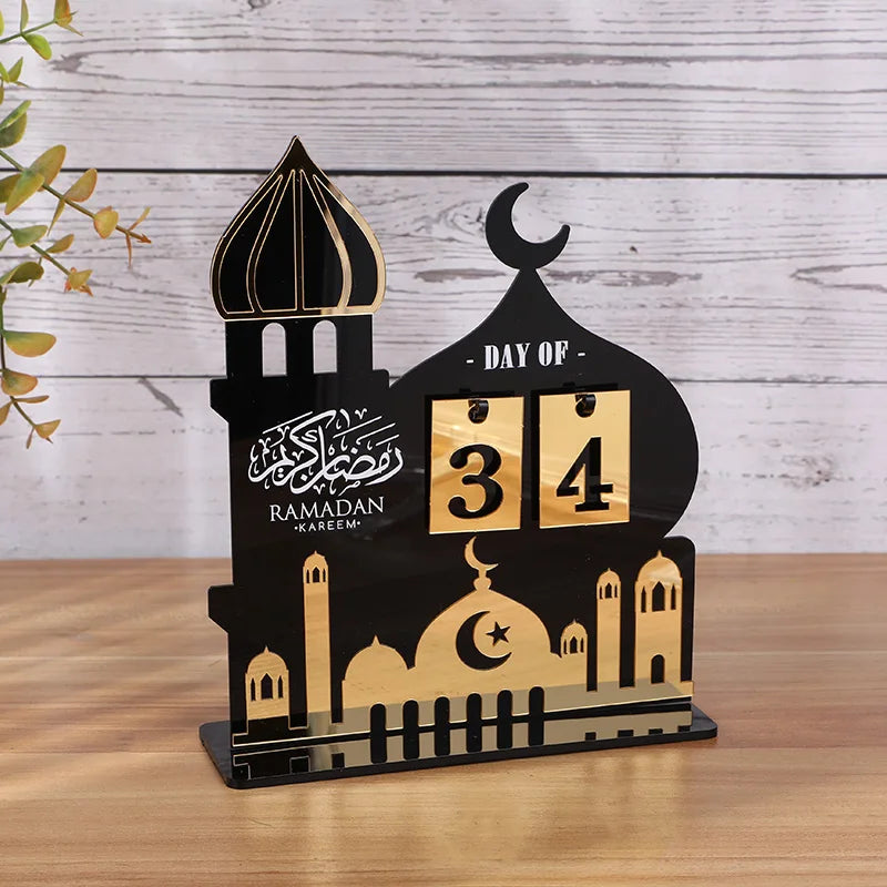 Black Gold Ramadan Countdown Calendar Gift Day Of Acrylic Ramadan Calendar Ornament With Replacing Number 2025 Eid Mubarak Decor