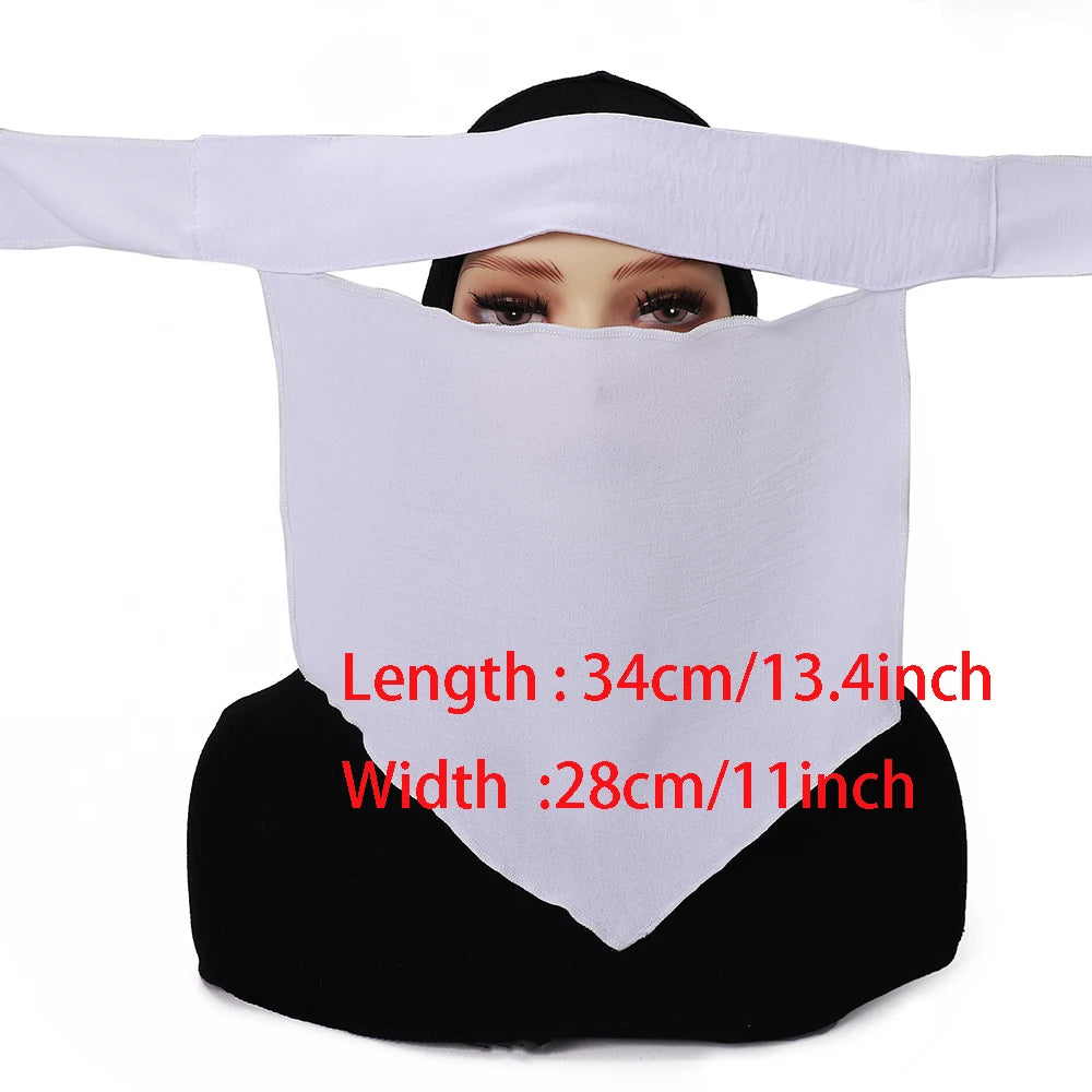 >Muslim Face Cover Hijab Headscarf Islamic Strap Scarf Headcover Women Veil Prayer Breathable Wrap Saudi Face Cover Niqab