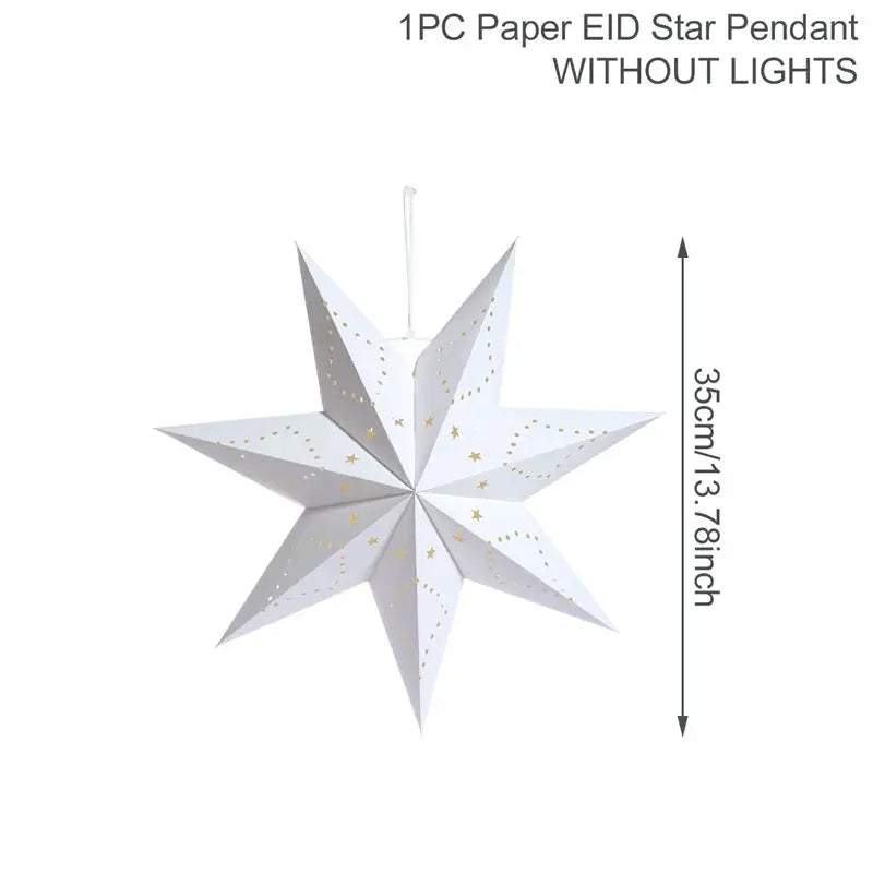 30-75cm Hollow Star Hanging Pendant Eid Mubarak Christmas Ramadan Decoration 2024 Islamic Muslim Party Decor Ramadan Kareem Gift