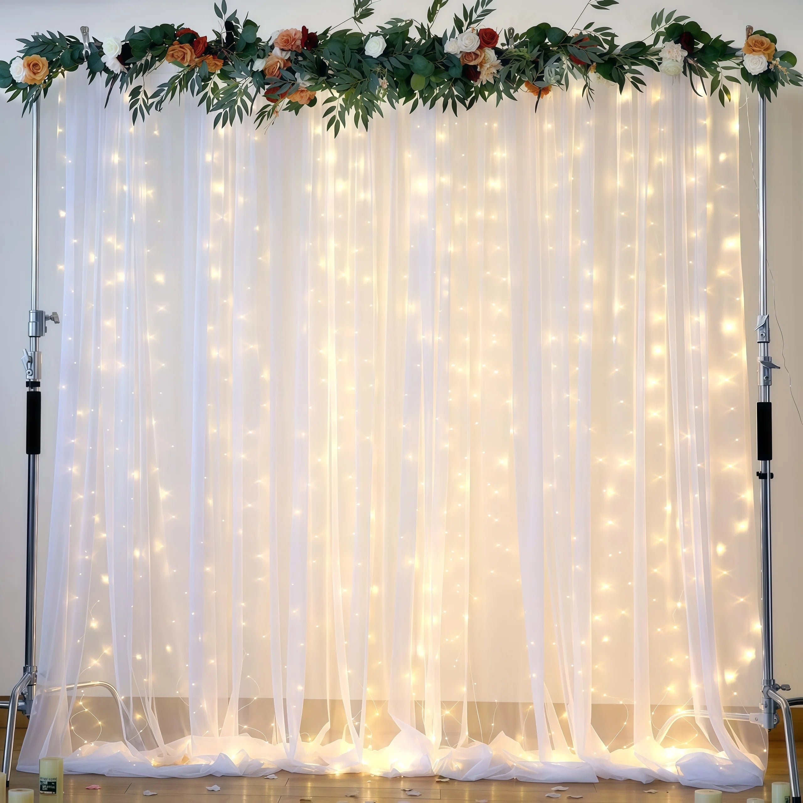 3pcs/set Tulle Backdrop Curtains, Optional  Curtains Light, for Birthday Party Wedding Graduation Betrothal Photography Backdrop