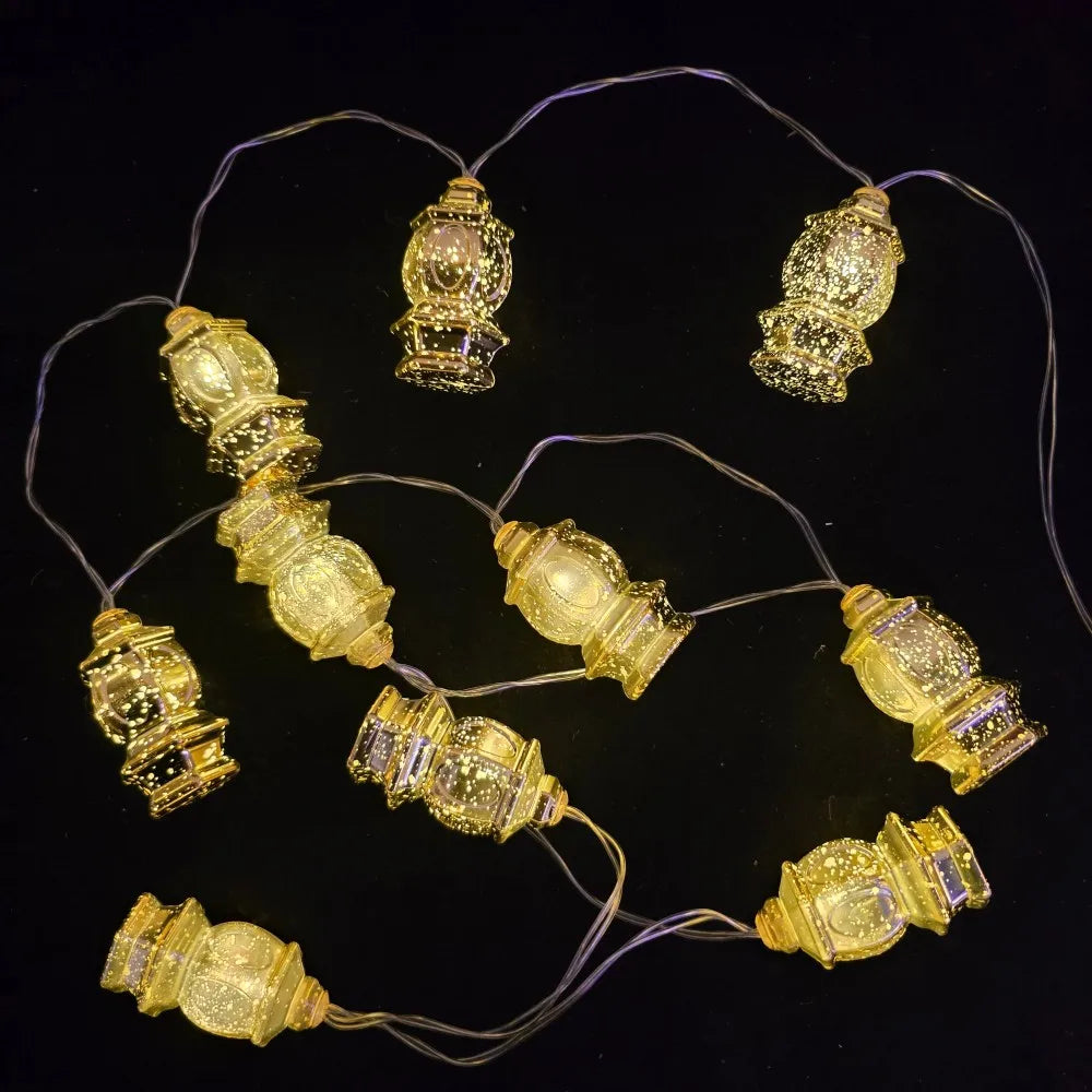 1PC 1.5M10LED Ramadan Moon Star Lantern Fairy String Lights,Battery Operated(Excl), for Ramadan Home Islamic Festival Light