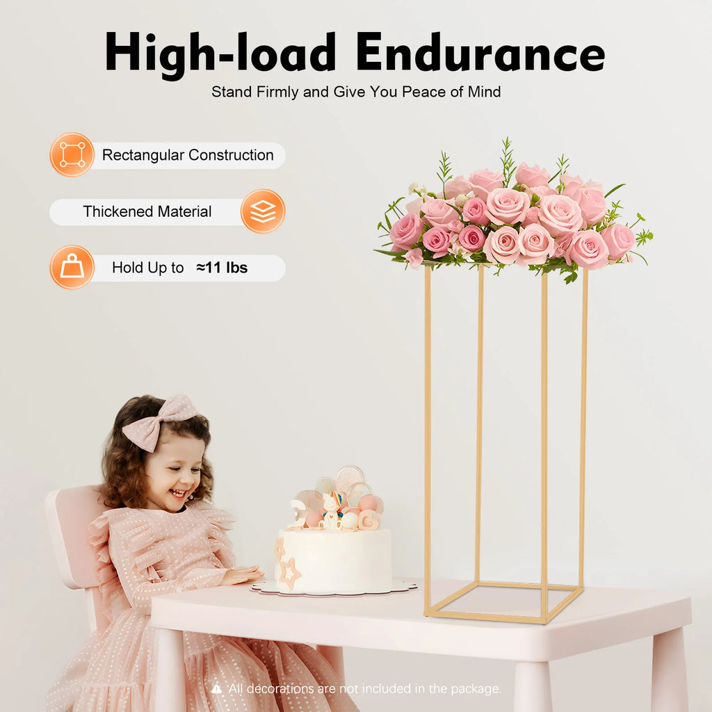 Wedding Flower Stand,Gold Metal Floor Stand Column Vase Flower Stand for Centerpiece Event Decorations Easy Assembly and Storage