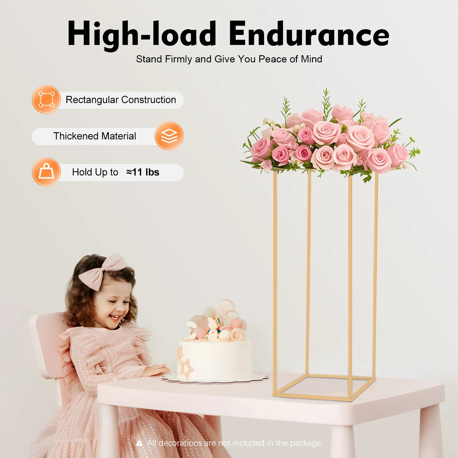 Wedding Flower Stand,Gold Metal Floor Stand Column Vase Flower Stand for Centerpiece Event Decorations Easy Assembly and Storage