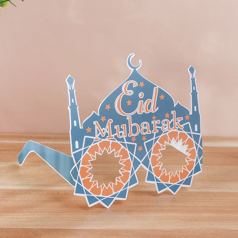 12pcs EID Mubarak Paper Glasses Ramadan Decorations For Home Islamic Muslim Party Supplies Photo Booth Props Gifts Eid Al Adha