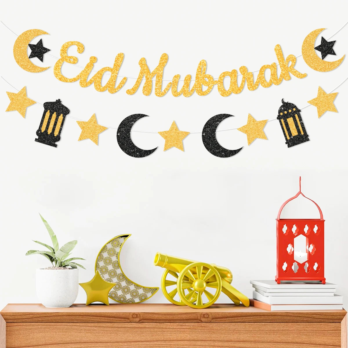 Eid Mubarak Ramadan kareem Banner Pull The Flag Eid Ramadan Decor For Home 2025 Ramadan Muslim Islamic Party Decor Supplies