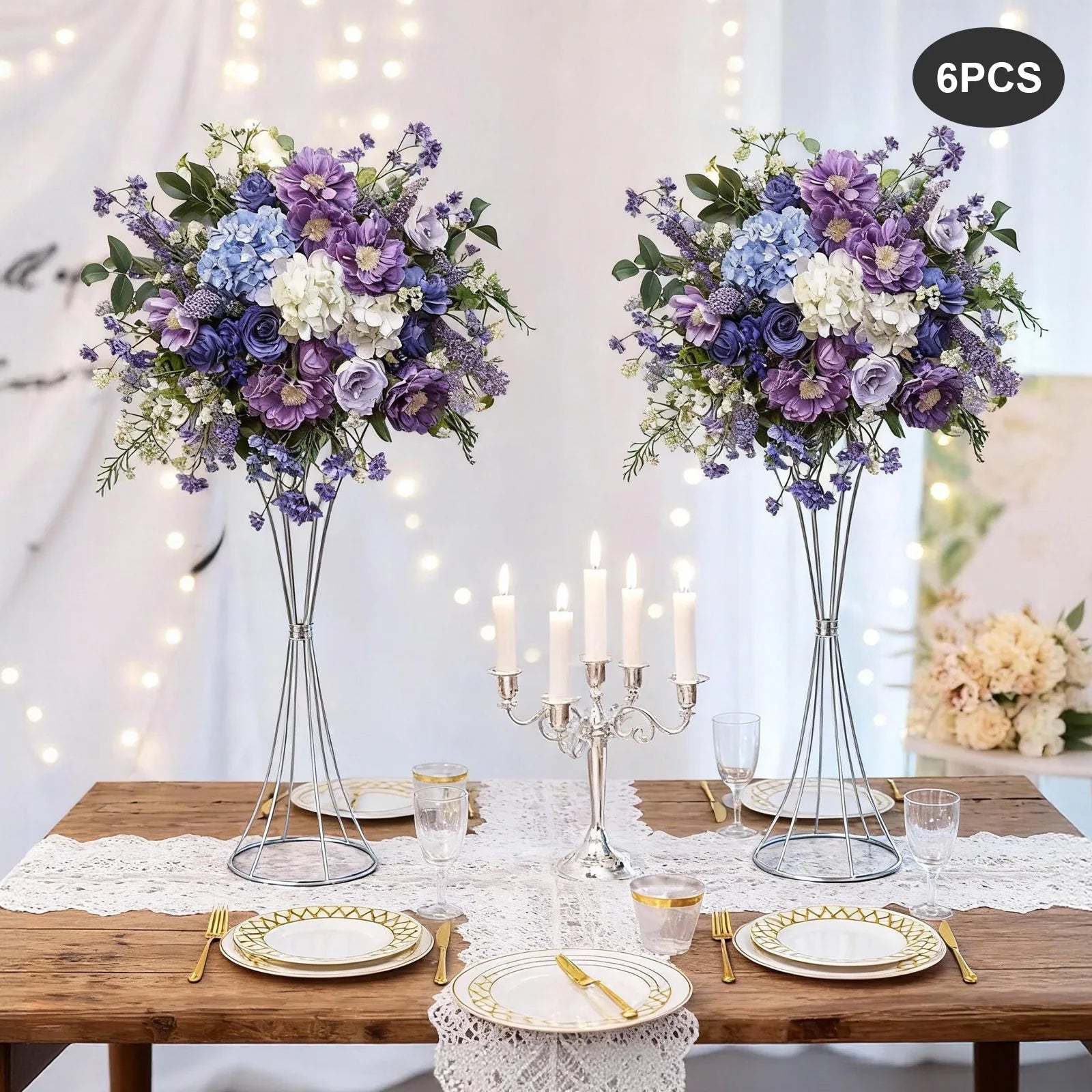 6PCS Wedding Flower Stand 2kg Load-bearing Capacity Artificial Flower Display Rack Flower Stand for Weddings Party