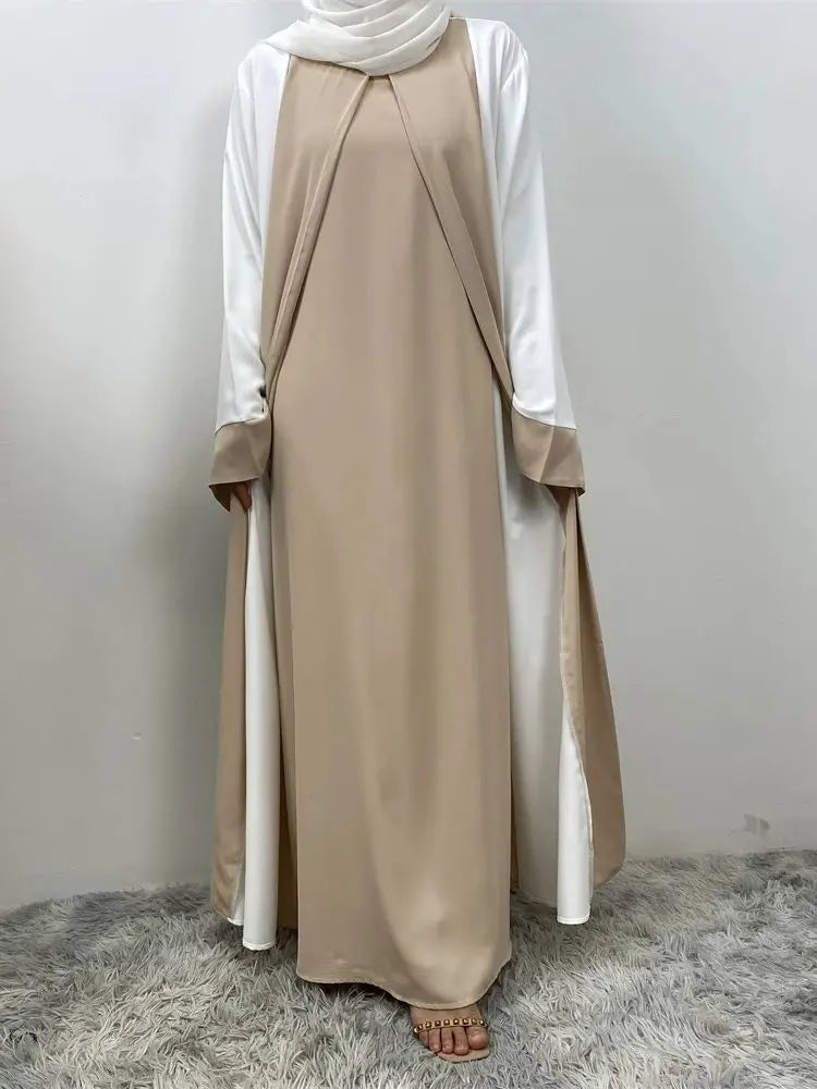 Ramadan Eid Luxury Splicing Two-Piece Style Abaya for Women – Dubai Kaftan Modest Islamic Dress Marocain Femme