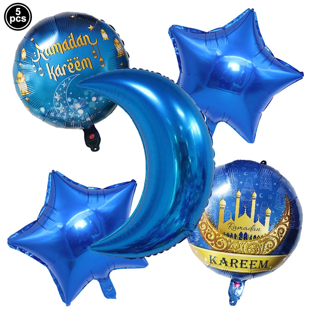 Eid Mubarak Banners Ramadan Mubarak Kareem Decorations Hanging Swirls Streamer Moon Star Party Decor lslam Muslim Party Supplies