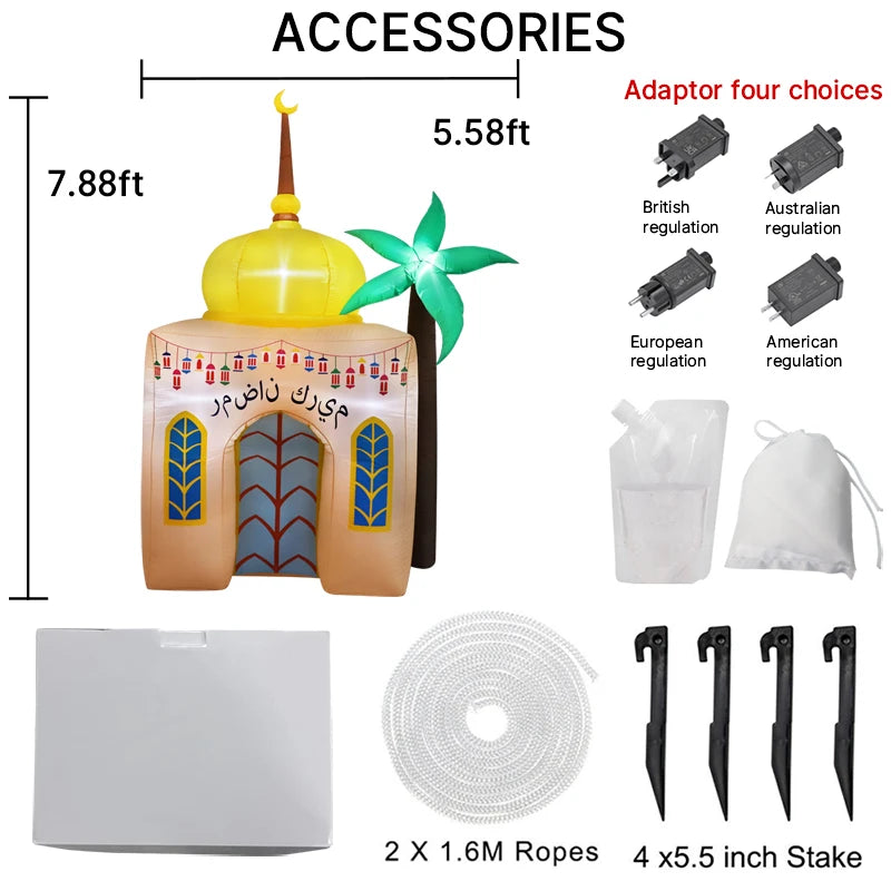 Muslim Islamic Ramadan Inflatable toys LED Decor Airblown Outdoor Yard Garden Eid Mubarak Fasting Celebrate Holiday Ornament