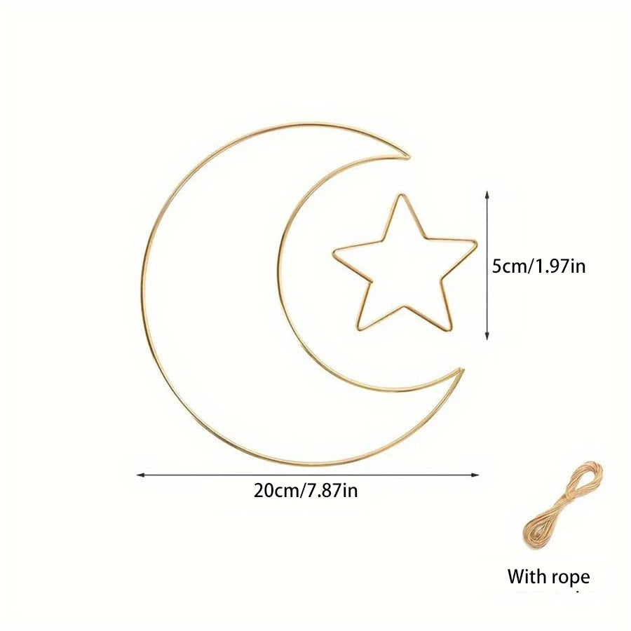 Golden Moon Star Set DIY Wall Decoration Metal Iron Wall Room Window Frame Decoration