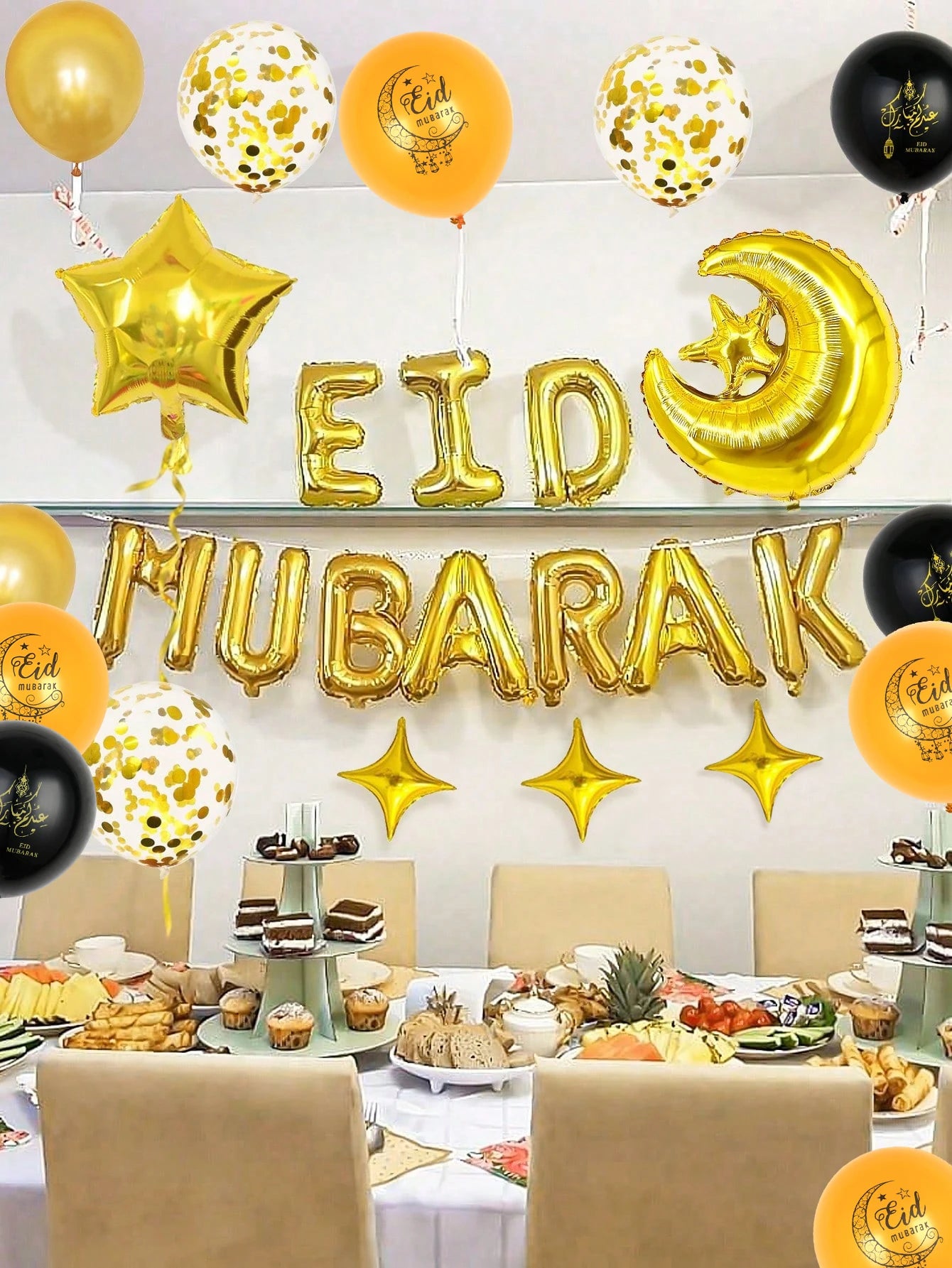 32pcs Eid al-Fitr Moon and Star Set,Ramadan Mubarak Ramadan,Family Eid,Ramadan Festival Themed Party,Eid Celebrations