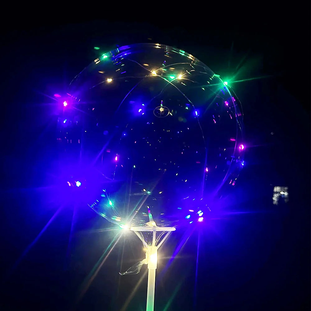 LED Light Up BoBo Balloons Flashing LED String Lights Heart Star Transparent Bubble Balloons for Christmas Birthday Party Decor