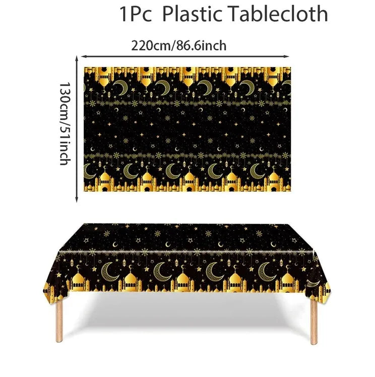 Eid Mubarak Tablecloths Ramadan Decoration for Home 2025 Islamic Muslim Party Decor Ramadan Tableware Supplies Eid Al Adha Gift