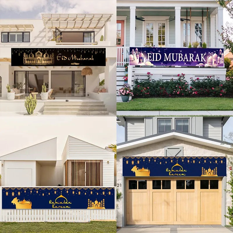 Eid Mubarak Outdoor Banner Flag Ramadan Decoration For Home Islamic Muslim Party Decor EID Gifts Abaya AL Adha Ramadan Kareem