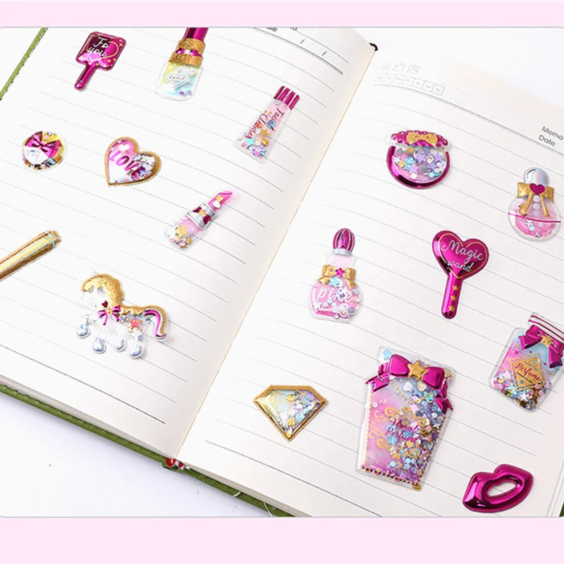 1PC 3D Glitter Shining Stickers Self-Adhesive Bling Craft Shaking Puffy Foil Sticker for Decorative Scrapbooking Girls DIY Toy
