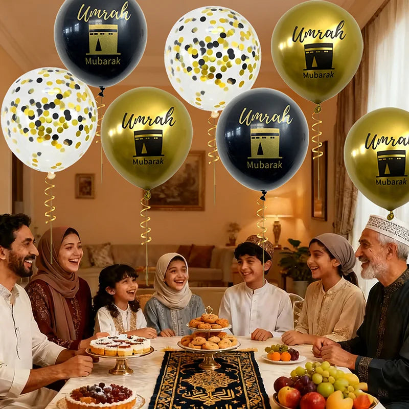 15/20Pcs Black Gold Umrah Mubarak Latex Confetti Balloon Ramadan Kareem Decor Eid Mubarak Islamic Muslim Festival Party Supplies
