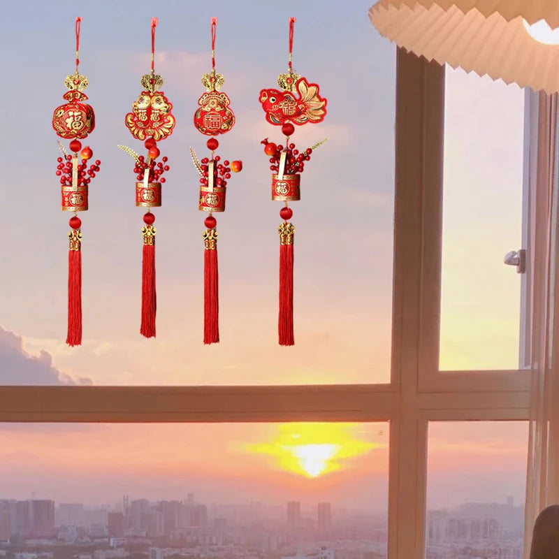 Chinese New Year 2025 Decorations Chinese Spring Festival Hanging Pendant Door Wall Ornament Traditional Chinese Room Decoration