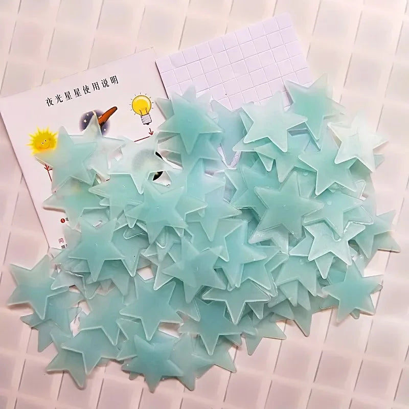 100Pcs/Set Stars Luminous Wall Stickers Glow In The Dark For Kids Baby Room Decoration Decals Colorful Star Home DIY Decor Mural