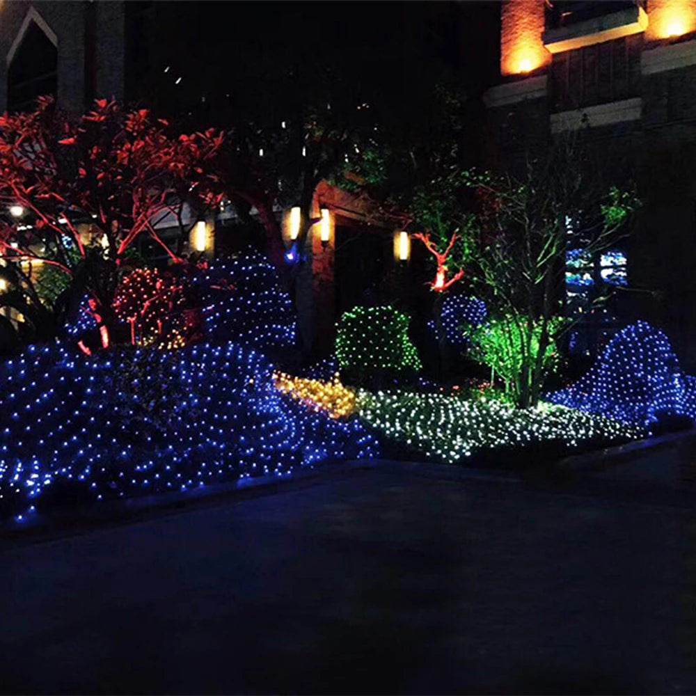 LED Net Curtain Light 110V 220V Fairy Lights Outdoor String Christmas Garlands Xmas Party Garden Wedding Decoration 3X2M 6X4M