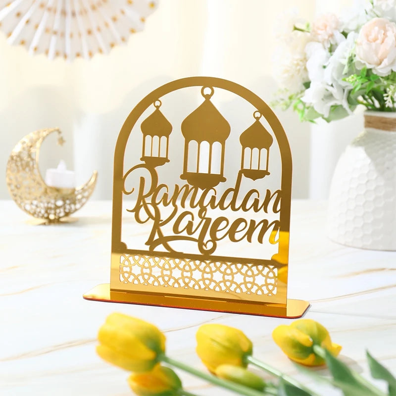 Ramadan Tray Table Centerpieces Plate Acrylic Ramadans Eid Mubarak Decorations for Home 2025 Islam Muslim Festival Party Gifts
