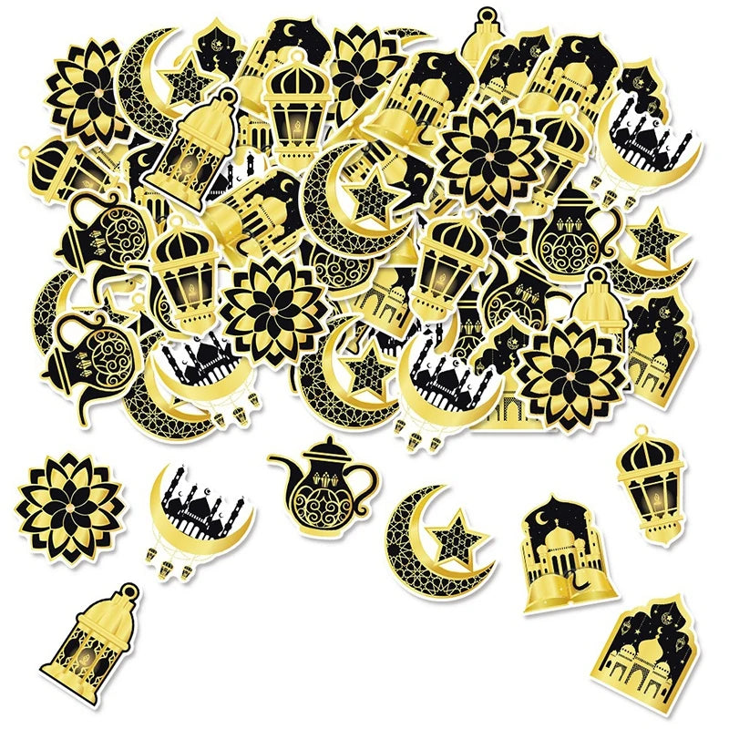 Eid Mubarak DIY Craft Kit Ramadan Kareem Hanging Swirls Garland Decor DIY Mosque Scene Stickers Eid Al-fitr Party Supplies