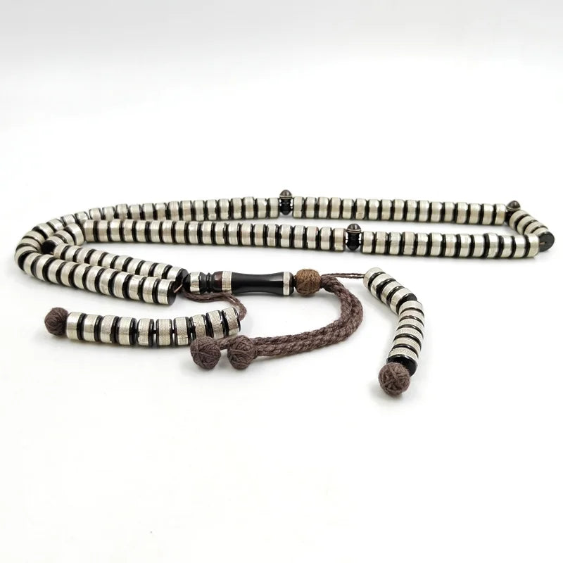Tasbih 100beads kuka inlay Silver Handmade Collectible luxurious misbaha Bracelet muslim Ramadan eid gift