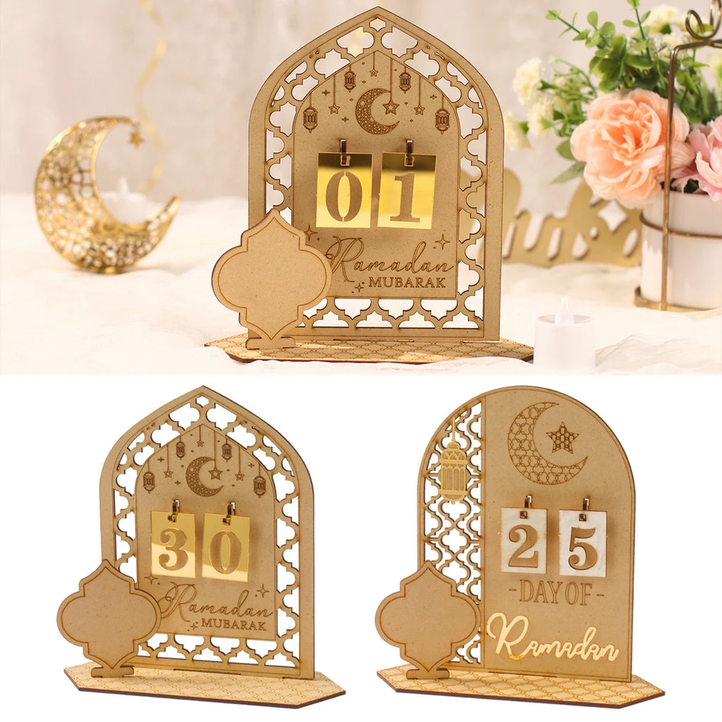 Ramadan Kareem Countdown Calendar Ornament Eid Mubarak Decoration 2025 For Home Muslim Islamic Festival Eid Al-Fitr Party Favors