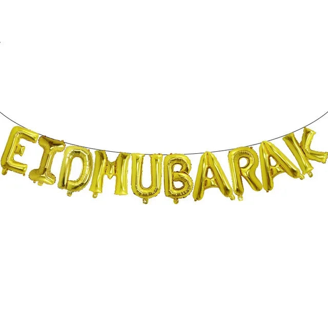 Eid Mubarak Balloons Muslim Aid Hajj Moubarak Decor Ramadan Kareem Festival Decoration Banner Star Moon Heart Foil Balloon Party