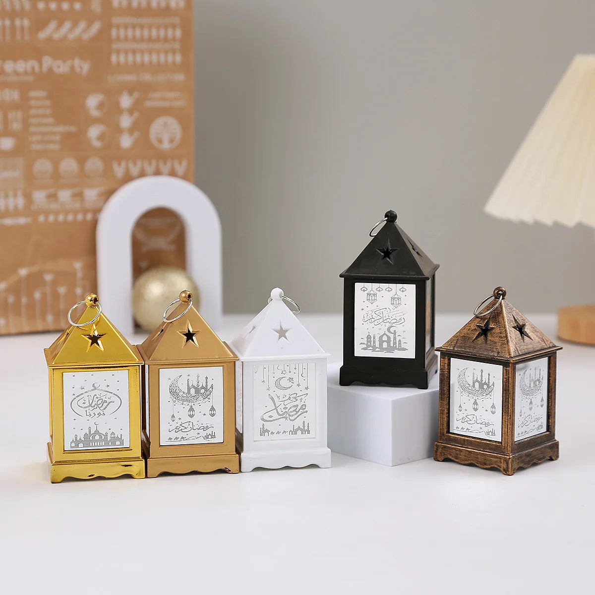 2025 Eid Mubarak Wind Lantern Ornaments Ramadan Led Portable Lamp Eid Al Adha Gifts Muslim Gurbang Ramadan Decoration for Home