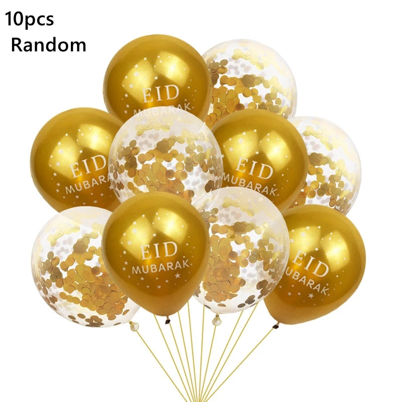 10pcs Eid Balloon Eid Mubarak 2025 Ramadan Decoration For Home Aid al-fitr Mubarak Kareem Islamic Festival Muslim Party Supplies