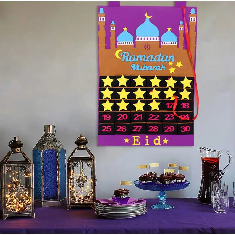 2026 Eid Mubarak Countdown Calendar Ramadan Muslim Party Hanging Calendar Decoration Craft Eid Al-adha Desktop Ornaments Gifts