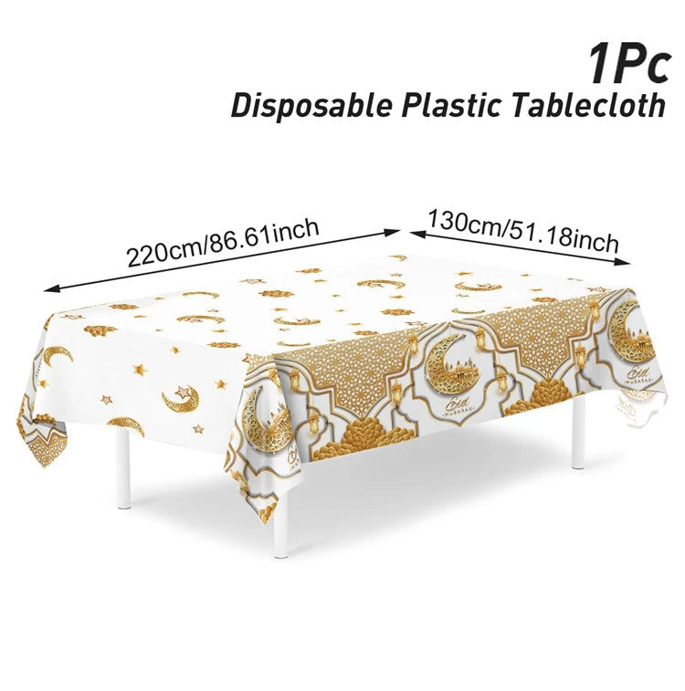 Eid Mubarak Tablecloths Ramadan Decoration 2025 for Home Islamic Muslim Party Decor Ramadan Kareem Tableware Eid Al Adha Gifts