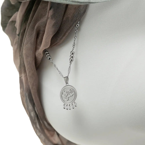 "Maktub" Vintage Coin Necklace Circle Chain Pendant Gold Beads Women's Choker Islamic Jewelry Eid Gift for Mom Women Gifts