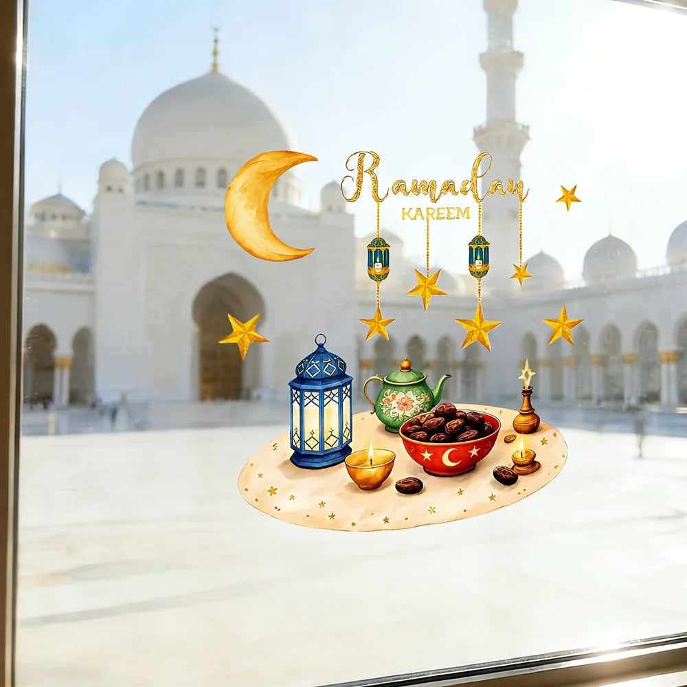 Eid Window Stickers Ramadan Decoration Eid Mubarak Decor for Home 2026 Ramadan Kareem Islam Muslim Party Supplies Eid Al-fitr