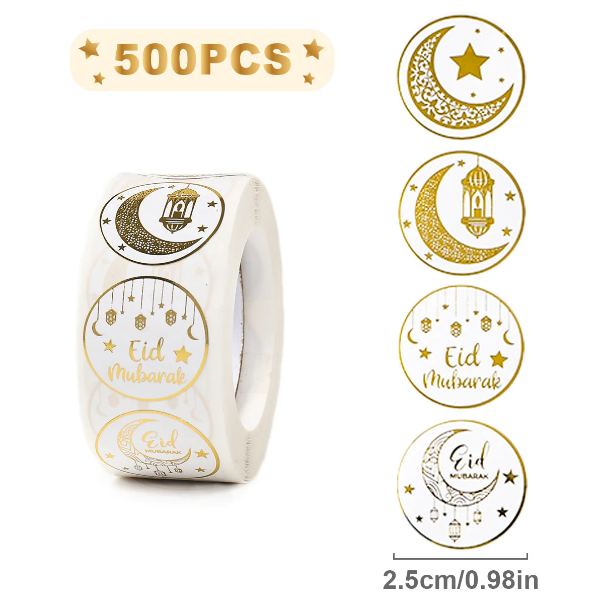 EID Mubarak Stickers Ramadan Decoration 2025 For Favor Gifts Label Ramadan Kareem Islamic Muslim Party Eid Al Adha Gifts