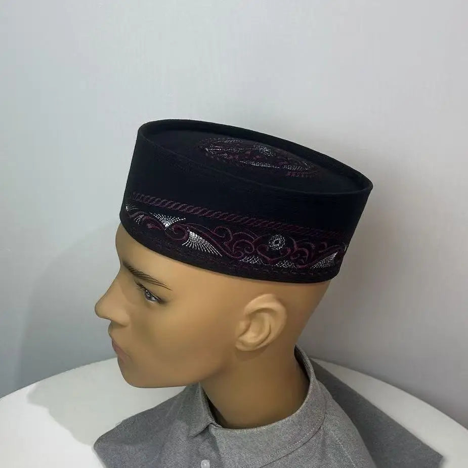 Muslim Caps For Men Clothing Tax Products Turkey Free Shipping Prayer Malaysian Boat Hat Kippa Islamic Kufi Topi Black 03625